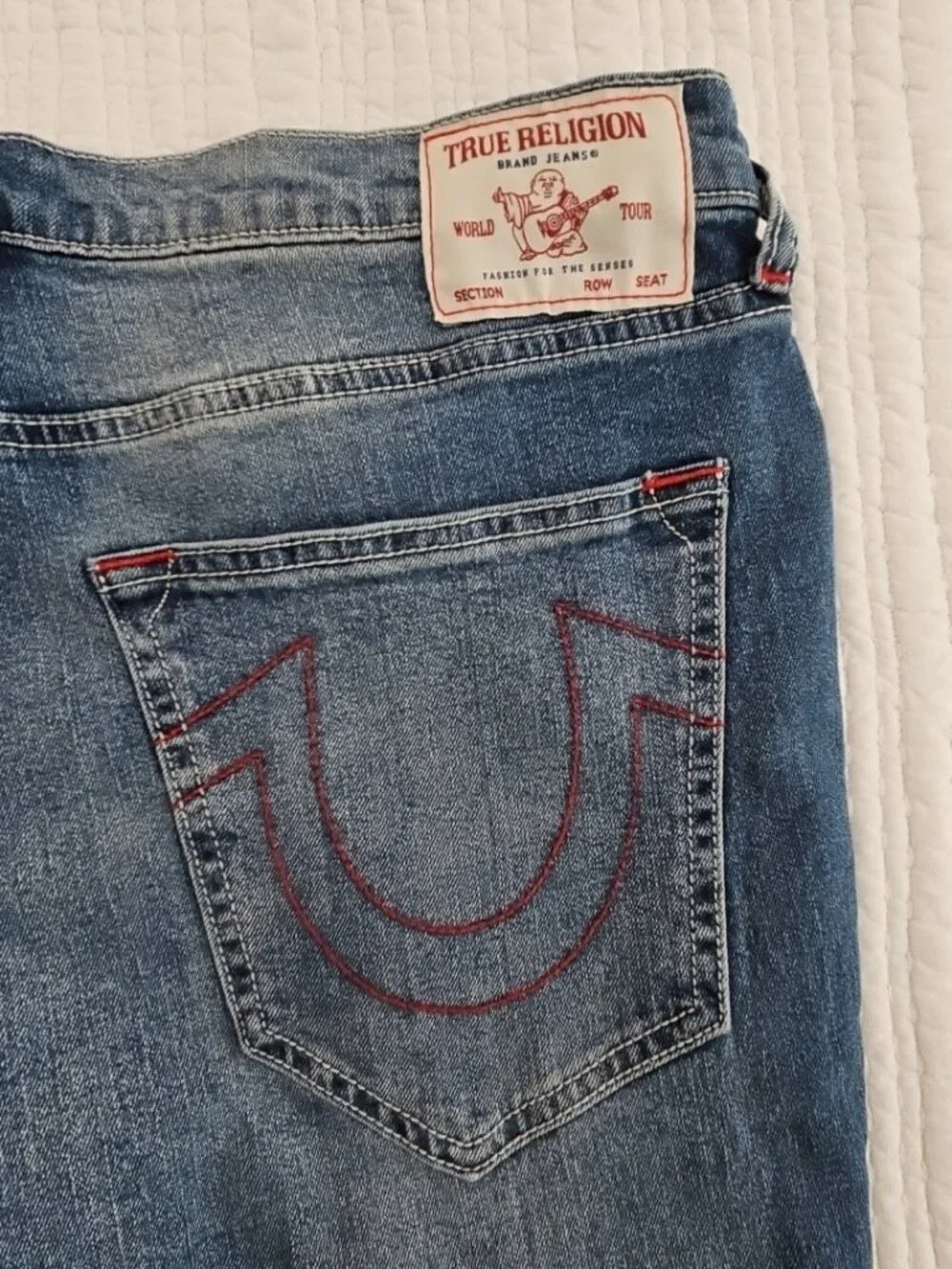 True Religion Rocco Moto Jeans‎ Men's 33x32 Med Wash NEW Relaxed Skinny 700680